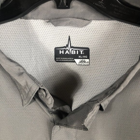 Habit Shirt Mens Extra Large Gray Long Sleeve Vented Fishing Outdoor Upf 40+ - Picture 11 of 16